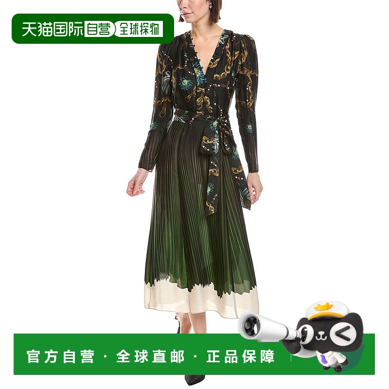 自营Marchesa Notte Printed Georgette Midi Dress - green 美国