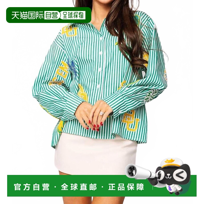 自营queen of sparklesLicensed Baylor Mini Icon Striped Butto