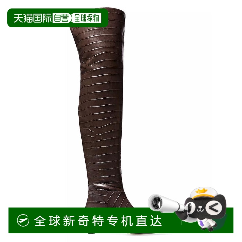1h可退 【美国直邮】Michael Kors Cosmo 鳄鱼压纹真皮过膝长靴