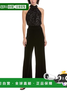 自营Vince Camuto Sequin Velvet Jumpsuit - black 美国奥莱直发
