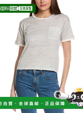 自营 frame denimFRAME Linen Cropped T-Shirt - white 美国奥莱