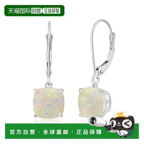 自营max + stone14k实心白金宝石垂角背耳环 (8mm) -创建蛋白石
