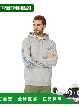 自营 Quiksilver Waterman Flow Fish连帽衫男式灰色棉质口袋套头