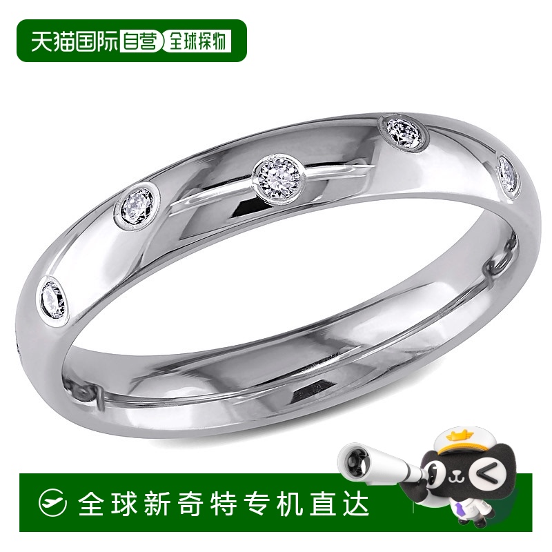 美国直邮Julianna B男士戒指白金时尚个性复古轻奢简约1/4 CT TW