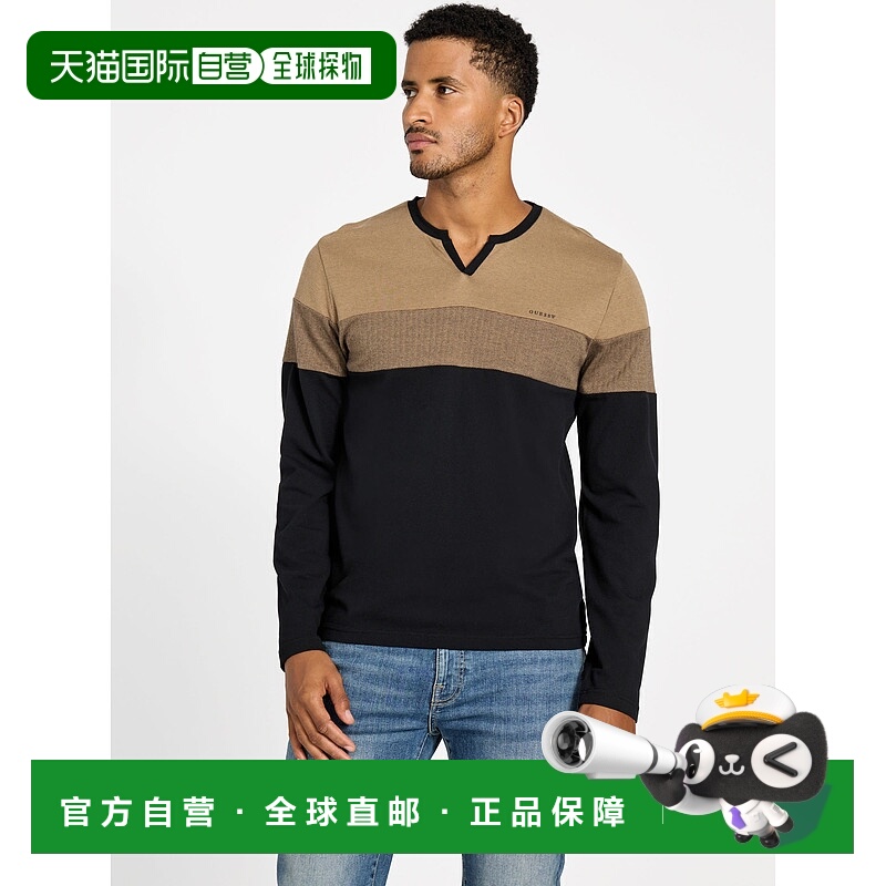 自营guessStetson Split Long-Sleeve Tee - toasted taupe 美国