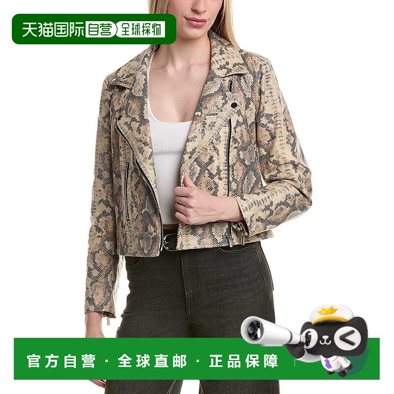 自营Laundry by Shelli Segal Snake Moto Jacket - beige 美国奥