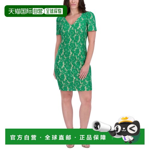 自营Kensie Bonded Lace Mini Dress - green 美国奥莱直发