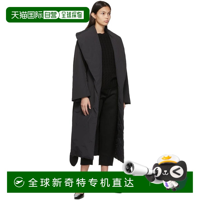 【美国直邮】Totême|黑色棉质扭纹缝线长裤羊毛直筒