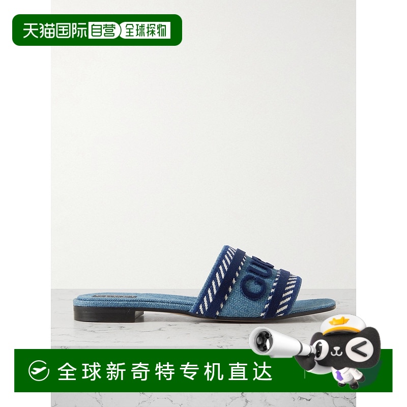 1h可退 香港直邮潮奢 Gucci 古驰 女士 拖鞋 771589FACK3 blue蓝