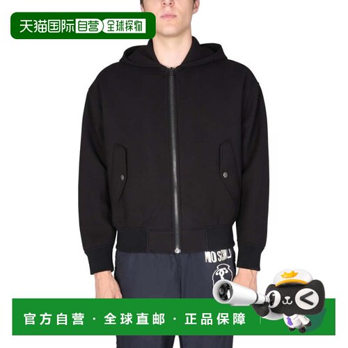 自营moschinoHooded Jacket With Bold Logo Print - black 美国