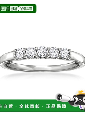 自营 Ross-Simons 实验室种植钻石 5 石纯银戒指 - 白色 美国奥莱