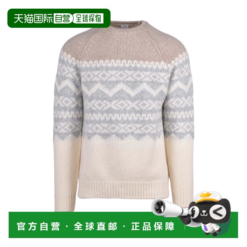 自营eleventy羊绒真丝混纺圆领毛衣，插肩袖-白色 美国奥莱直发