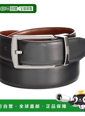 1h可退 【美国直邮】Perry Ellis男士腰带黑色搭扣百搭休闲舒适日