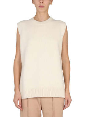 自营jil sanderRelaxed Fit Crew-Neck Wool Vest - white 美国奥