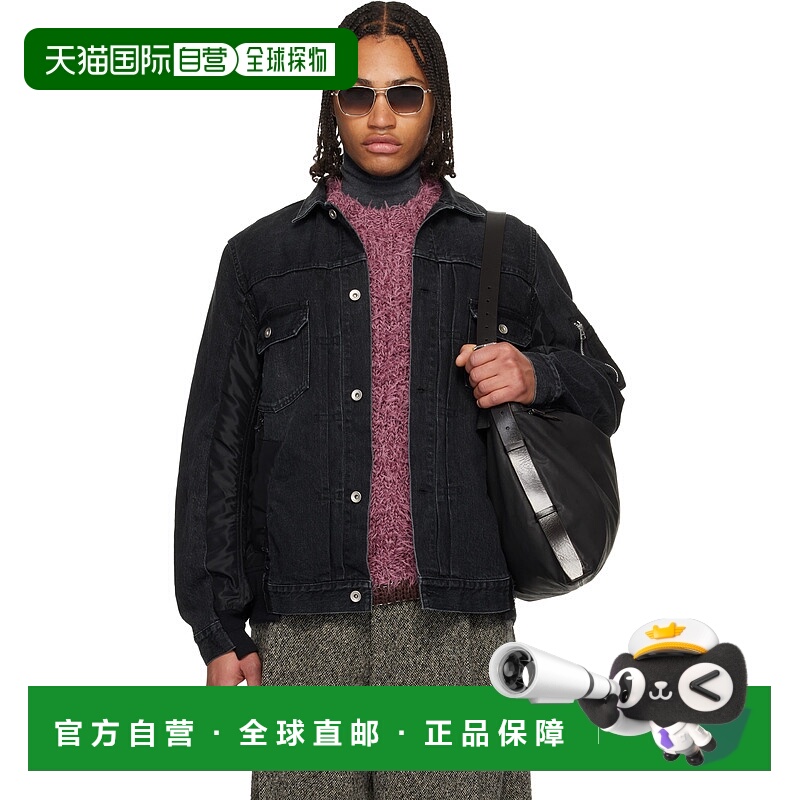 1h可退 香港直邮潮奢 Sacai 男士 黑色牛仔夹克 SCM303 black黑色