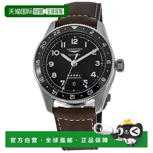 自营longines浪琴表精神祖鲁时间黑色表盘皮革表带男士手表L3.812