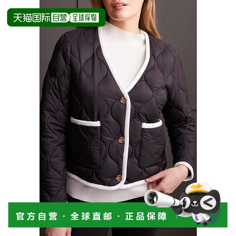 自营tribalLong Sleeve Button Front Puffer Jacket In Black -