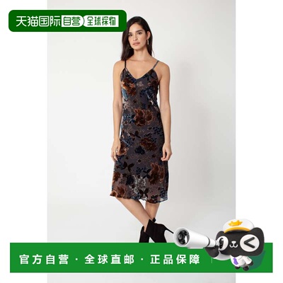自营hale bobLara Velvet Burnout Slip Dress Beaded - blue 美