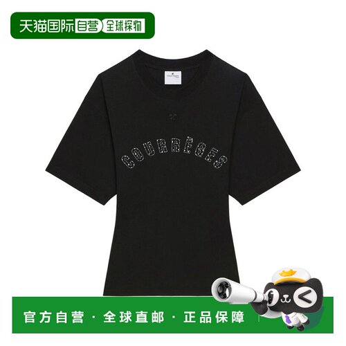 自营courregesRound Neck T-Shirt - black 美国奥莱直发
