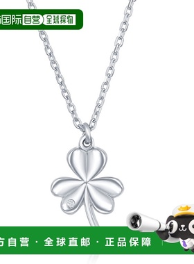 自营 simona纯银 0.0075cttw 钻石三叶草项链 - 银白色 美国奥莱