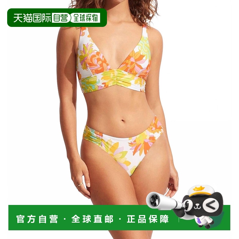 自营 seafolly棕榈泉Longline三角比基尼上衣在Limelight-聚光灯