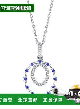 自营 simona925 纯银双圈，蓝色 CZ 吊坠 - 银 美国奥莱直发