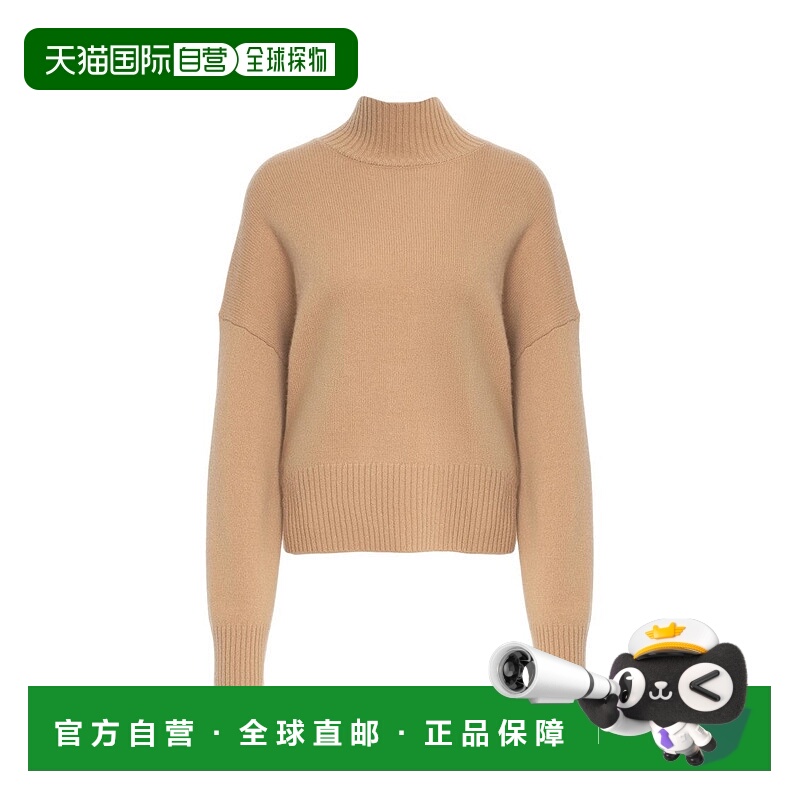 自营crushMock Neck Cashmere Sweater With Ribbed Cuffs - brow