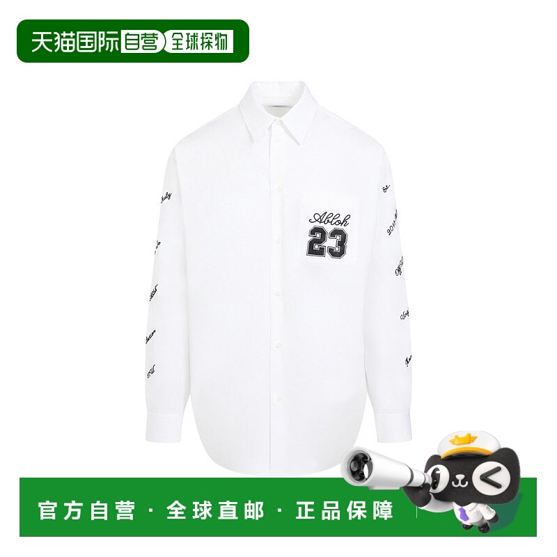 自营off-white23 Logo Heavycot White Black Cotton Overshirt -