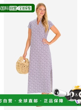 自营duffield lane海军花图案的Gaia Maxi连衣裙-海军蓝 美国奥莱