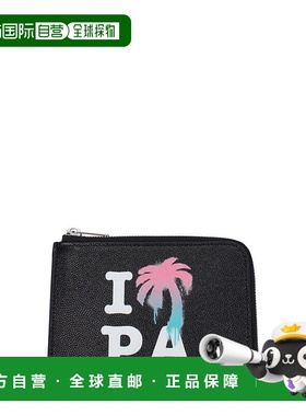 自营 Palm Angels Leather Men's Cardholder - black 【美国奥莱