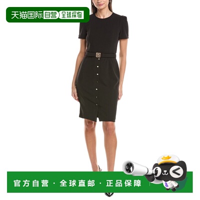 自营Anne Klein Box Pleat Sleeves Sheath Dress - black 美国奥