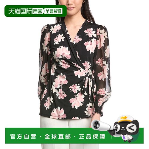 自营Anne Klein Wrap Top - Black 上衣美国直发奥莱