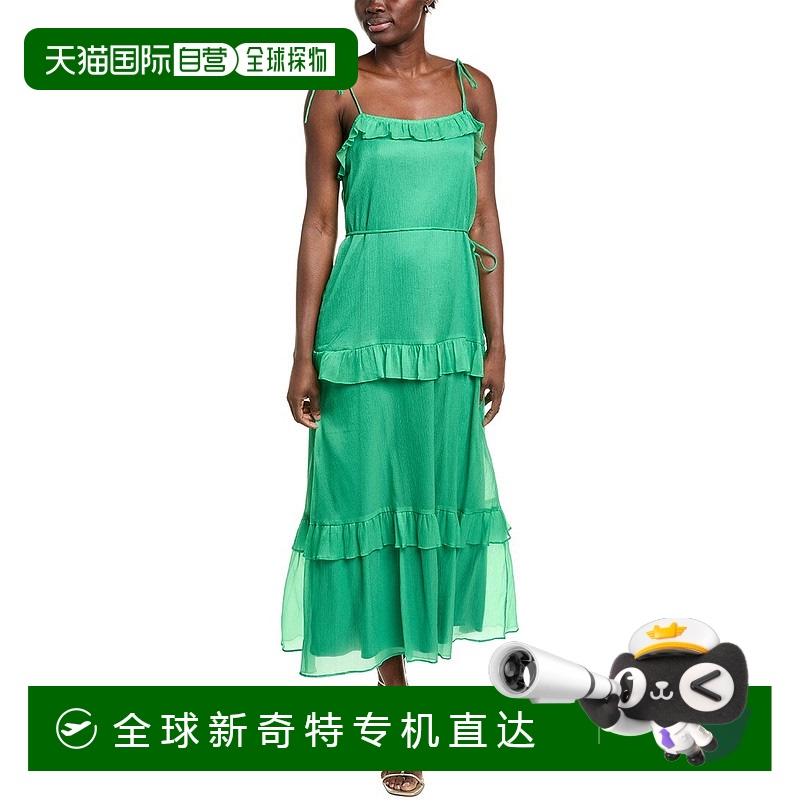 自营 Julia Jordan褶皱雪纺迷笛连衣裙-绿色 【美国奥莱】直发