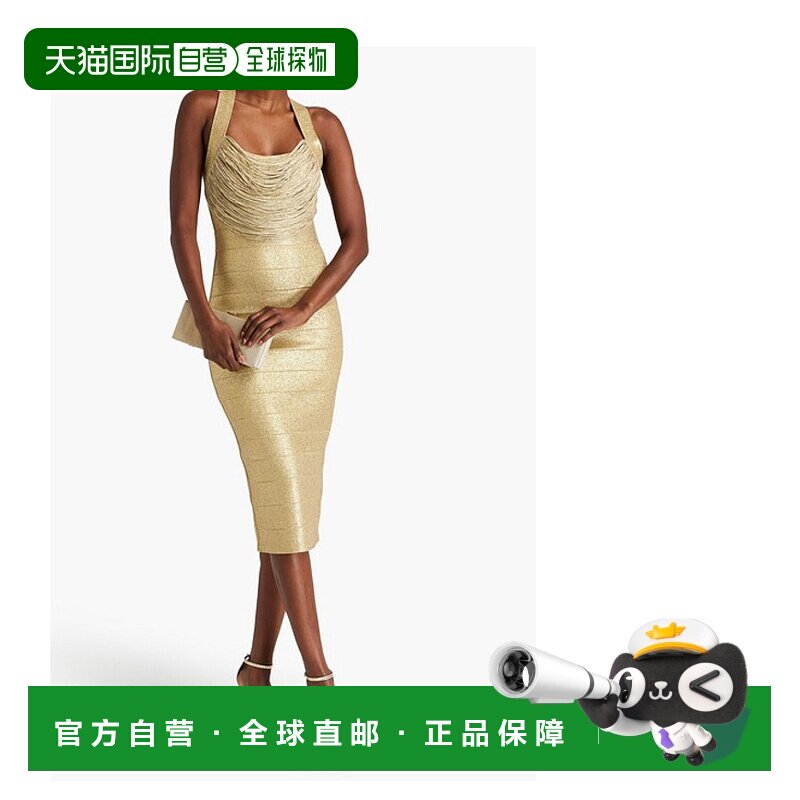 1h可退 香港直邮潮奢 Herve Leger 荷芙妮格 女士 流苏金属感绷带