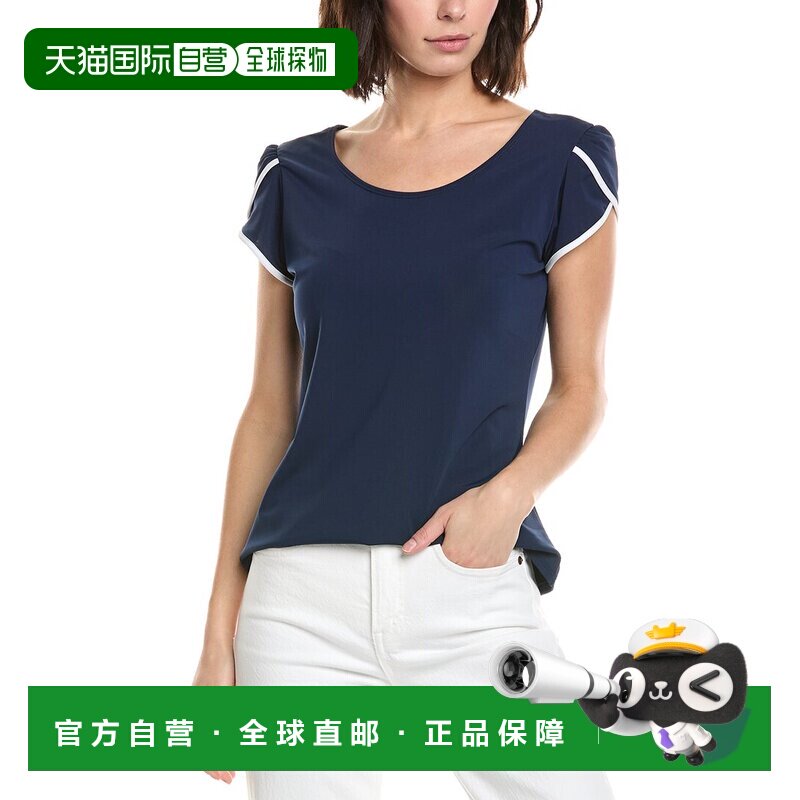 自营Melly M Biscayne顶级-海军 美国奥莱直发泡泡袖上衣女装图片