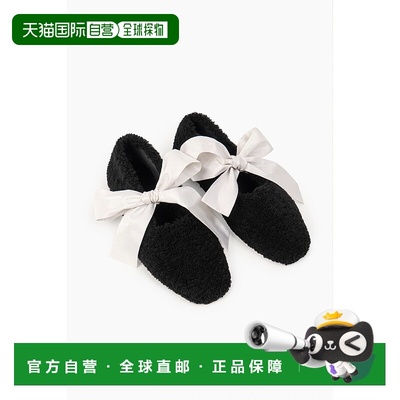 自营sleeper露露黑色蝴蝶结羊毛拖鞋 美国奥莱直发