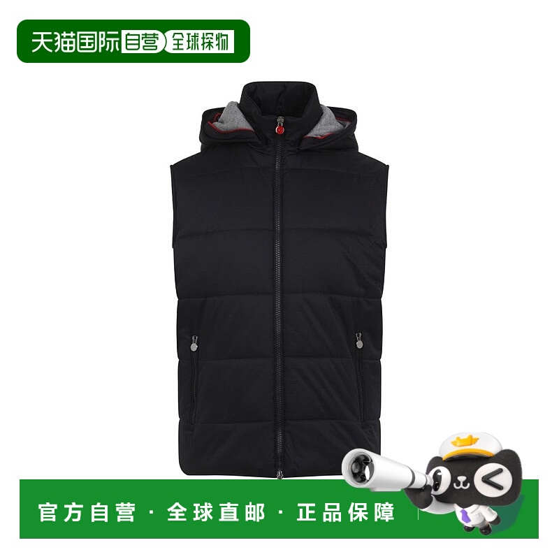 自营kitonHooded Quilted Jacket With Material Blend - black
