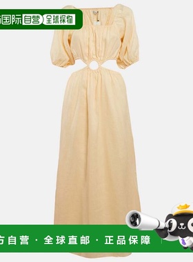 自营Faithfull The Brand Orange Linen Cut-Out Trianita Maxi D