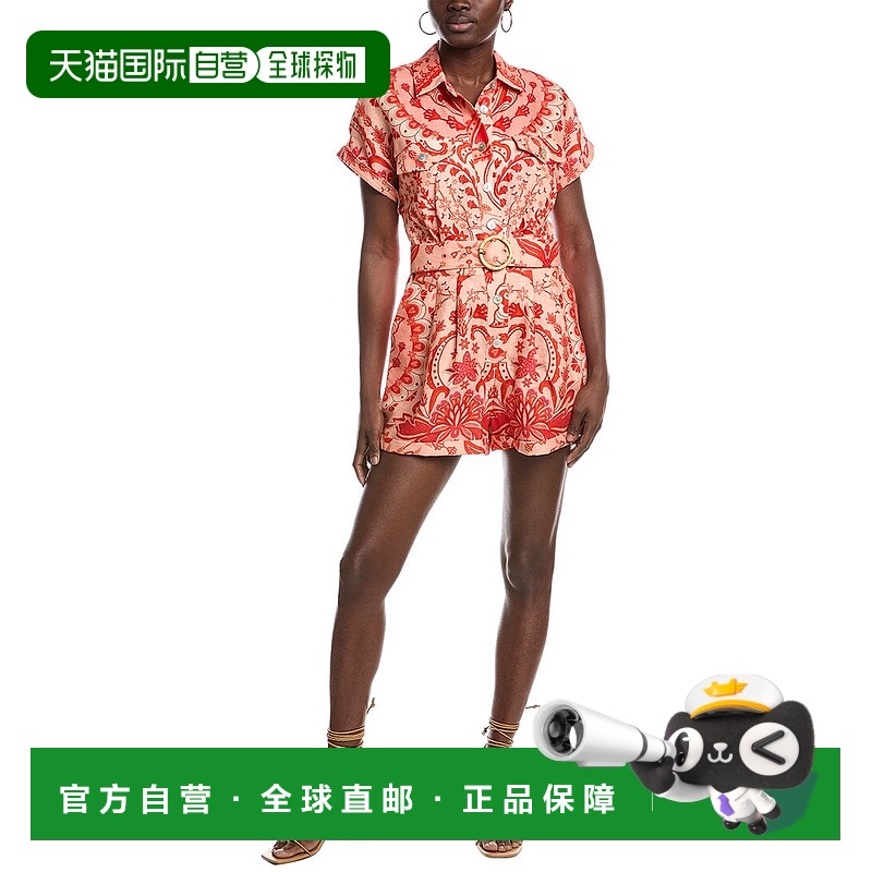 自营FARM Rio Jaipur 亚麻连体衣 - 红色 新款 【美国奥莱】直发