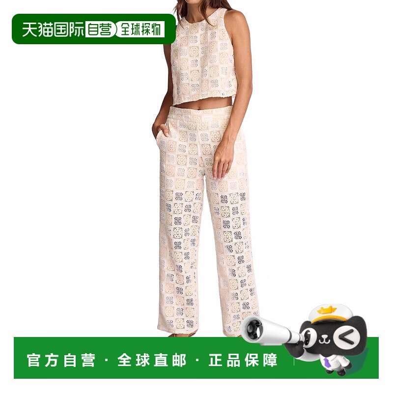 自营 sundays奶油色钩针加西亚长裤 美国奥莱直发休闲裤阔腿裤