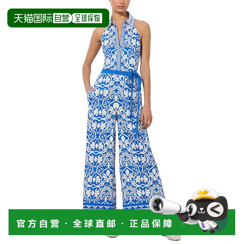 自营alice + olivia Alara Linen-Blend Jumpsuit - blue 美国奥
