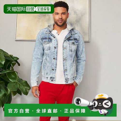 美国直邮GUESS 男士 夹克牛仔外套连帽针织