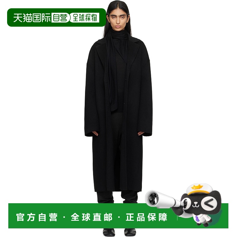 1h可退 香港直邮潮奢 TOTÊME 女士 黑色 Double Cocoon 大衣 244W