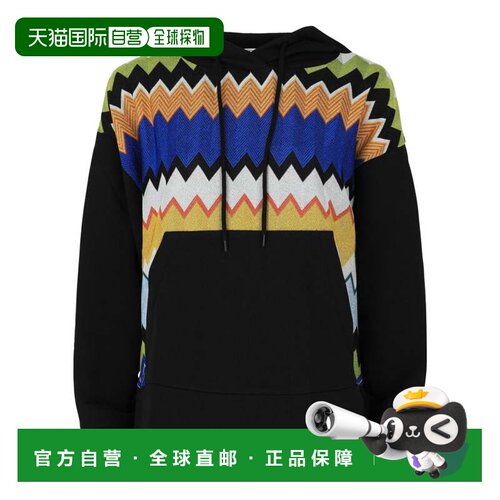 自营m missoniMetallic Chevron Hoodie - black print multi 美