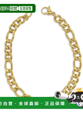 自营 Adornia 7mm Figaro Chain Bracelet gold 9