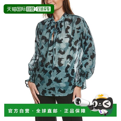 自营 Finley Morrisey 上衣 - 蓝色 泡泡袖豹纹长袖美国奥莱直发