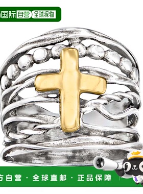 自营Ross-Simons 纯银和 14kt 黄金多排交叉戒指 - 白色 美国奥莱