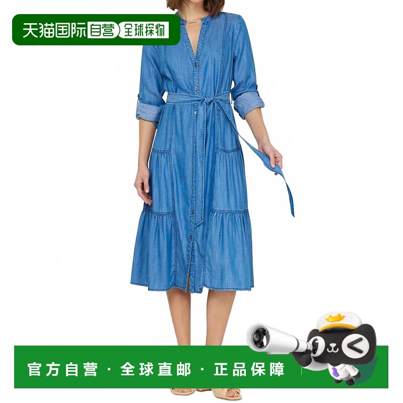 自营current airJolen蓝蓝色纽扣迷笛连衣裙 美国奥莱直发