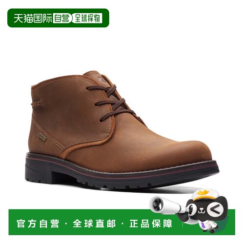 自营Clarks Morris Peak Chukka男士棕色皮革防水踝靴JOBB200-棕