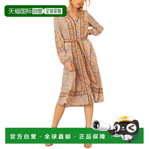 自营Hale Bob Vienna真丝连衣裙-蓝色 美国奥莱直发